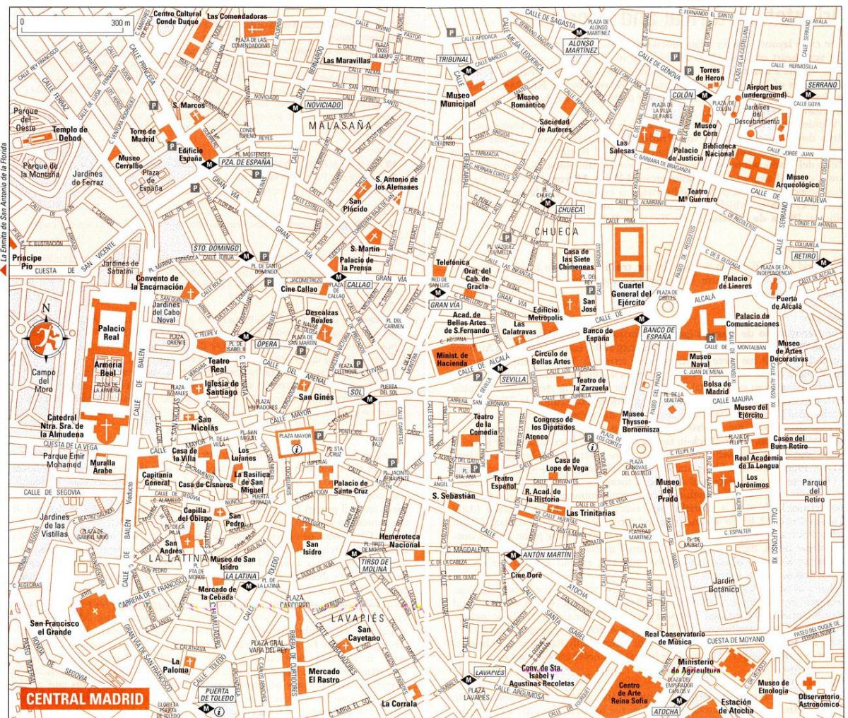 turist kaarti, Madridi keskus
