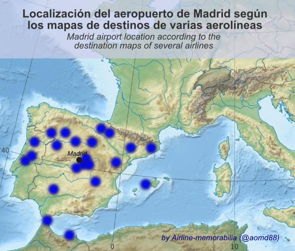 kaart Madridi lennujaamas sihtpunktide