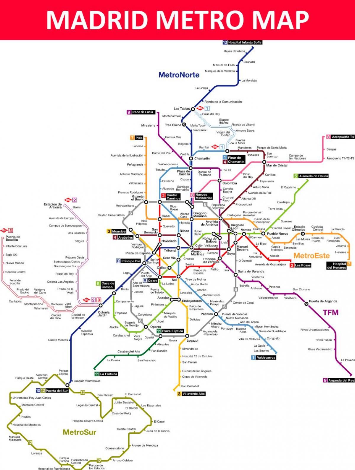 metro de Madrid kaart