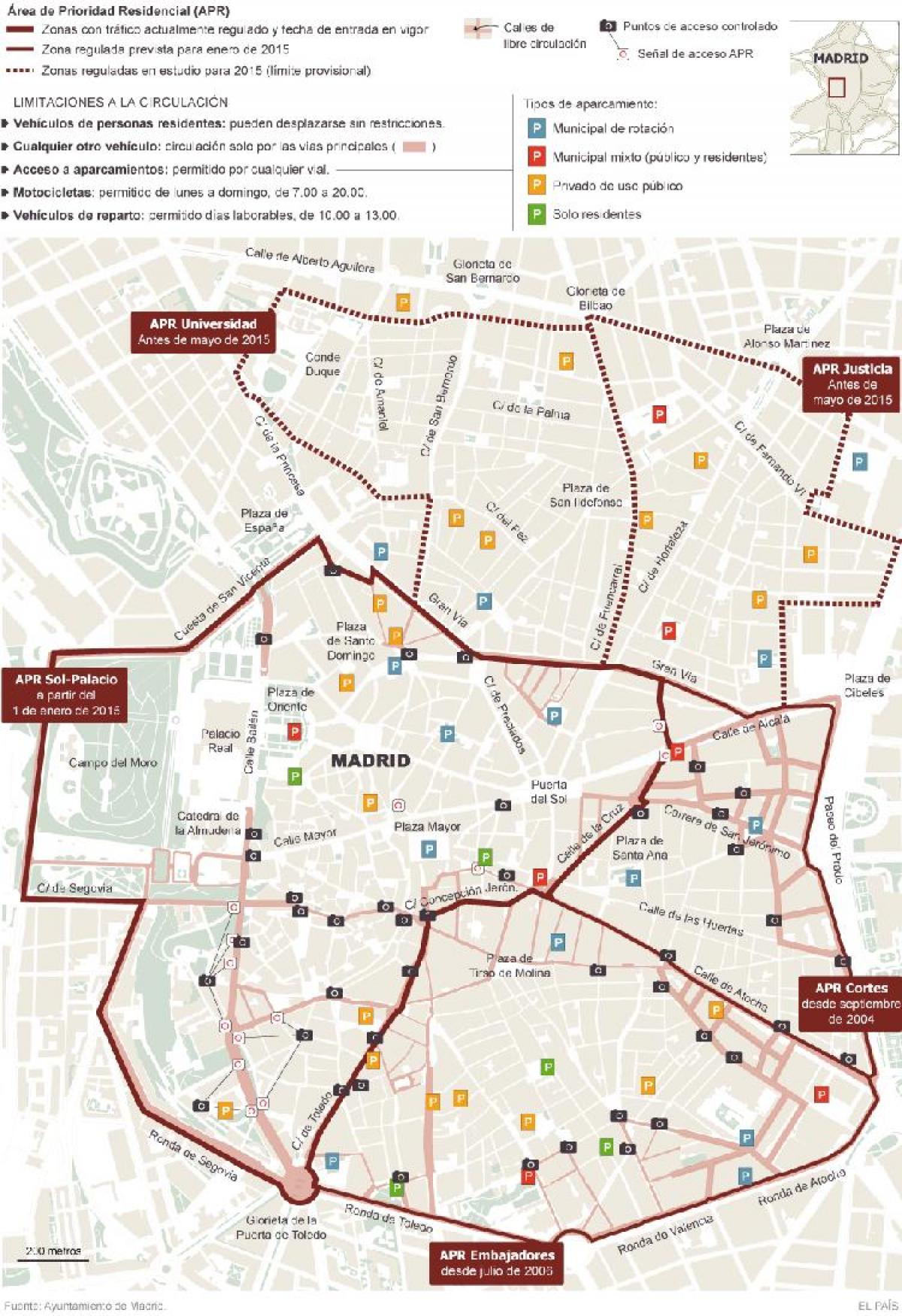kaart Madridi parkimine