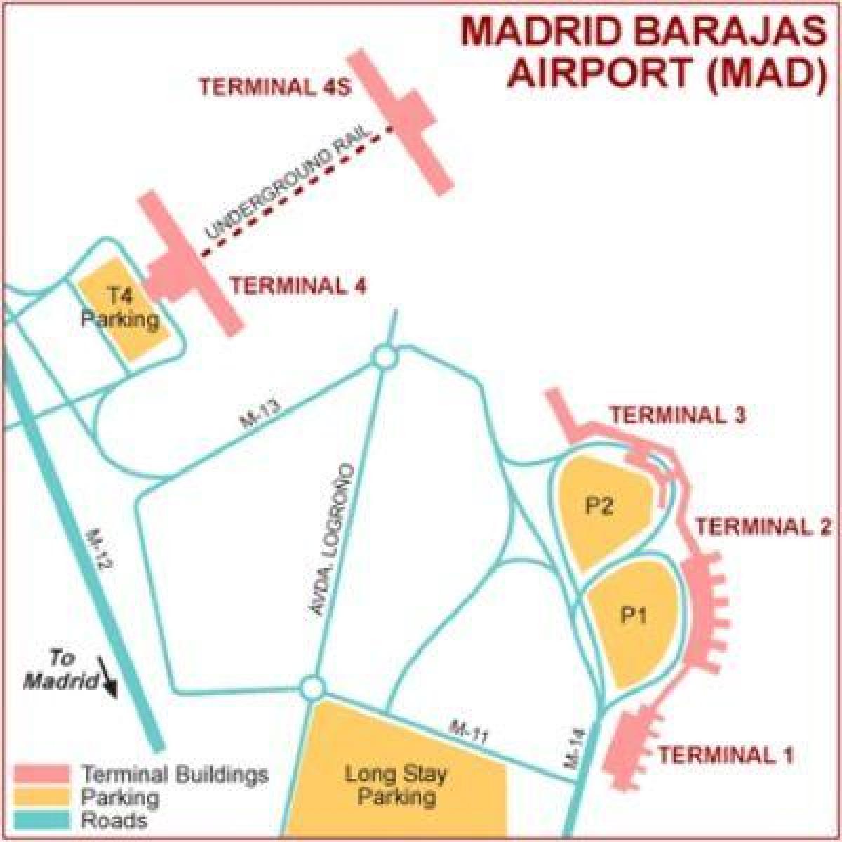 Madridi lennujaama terminali kaart