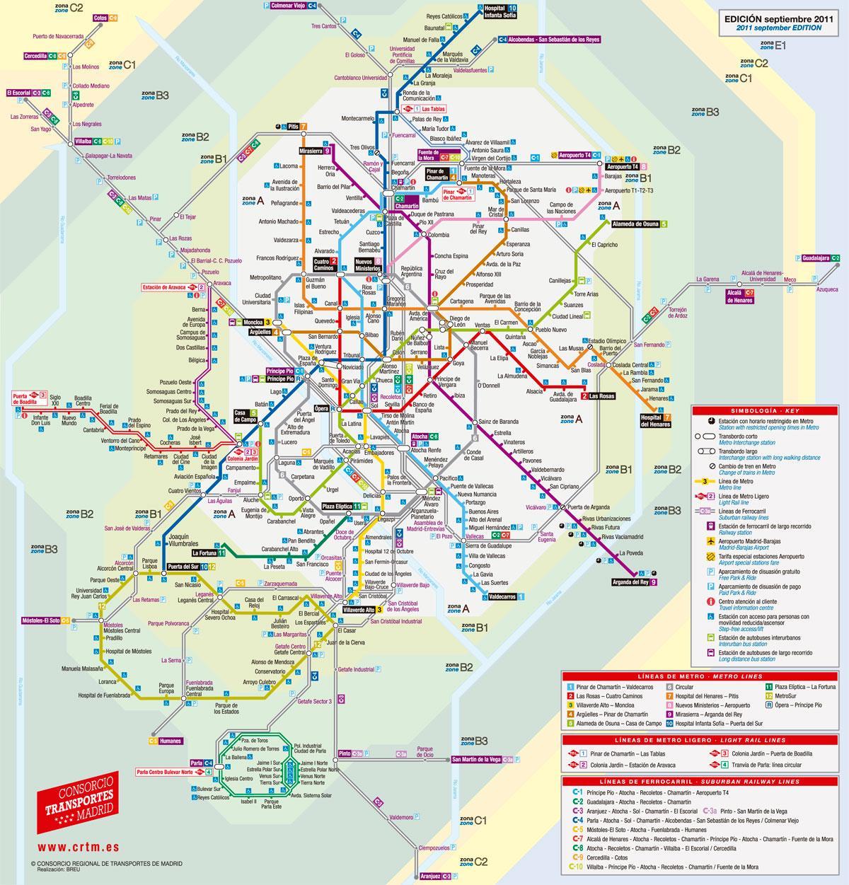 kaart trammi-Madrid