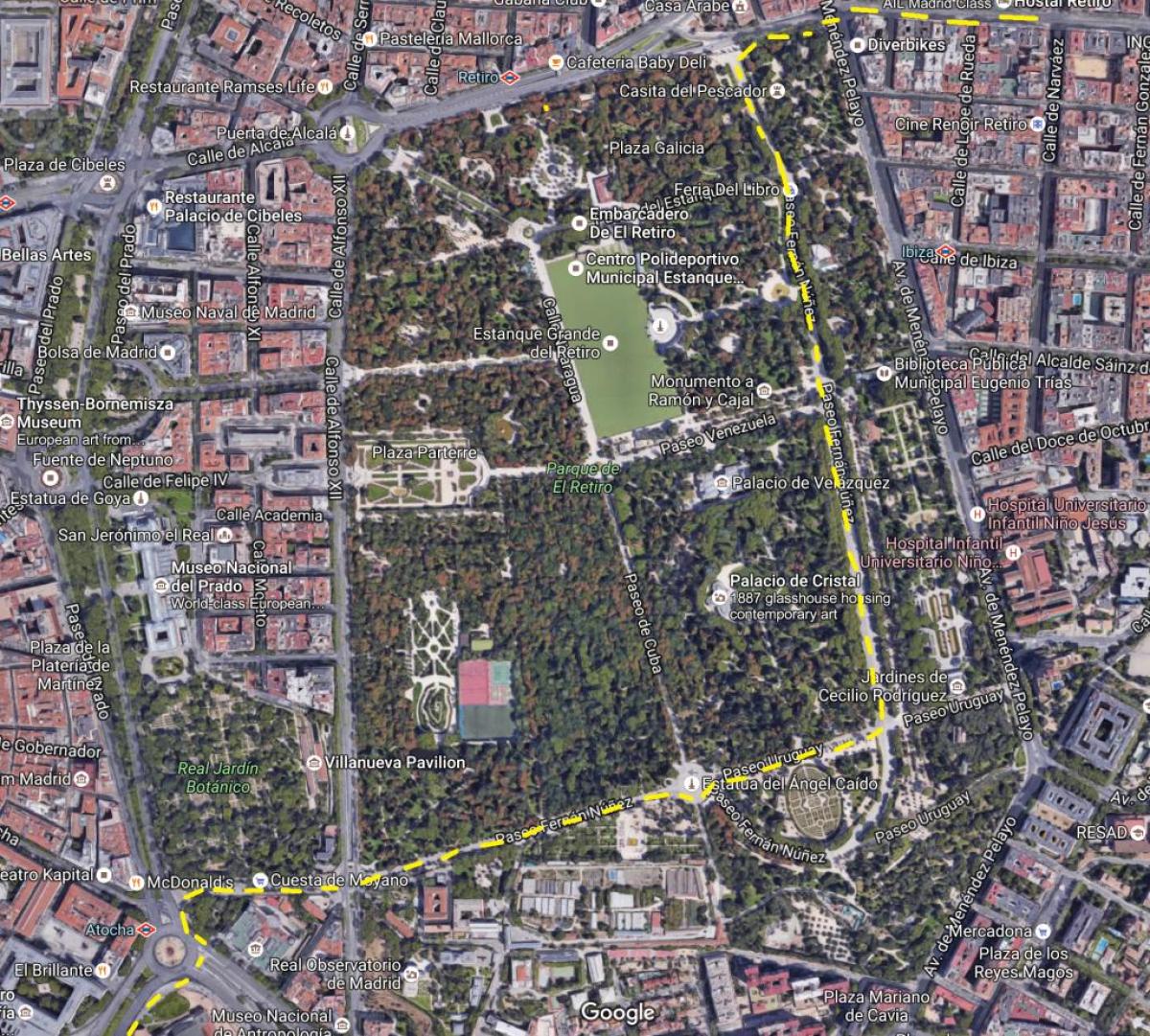 retiro park Madridi kaart